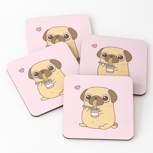 Item preview, Cute Pug Enjoying Instant Ramen Noodles designed and sold by rustydoodle.