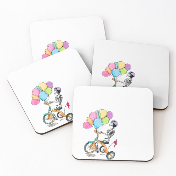 Item preview, Scooter Skeleton Riding a Tricycle With water color balloons   designed and sold by Whitetailcrafts.