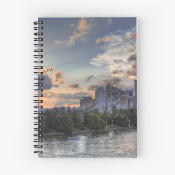 Item preview, Lower Brisbane, cityscape, Australia, Brisbane city, Brisbane river, sunset, city sunset, evening sky designed and sold by Ransyn Art.