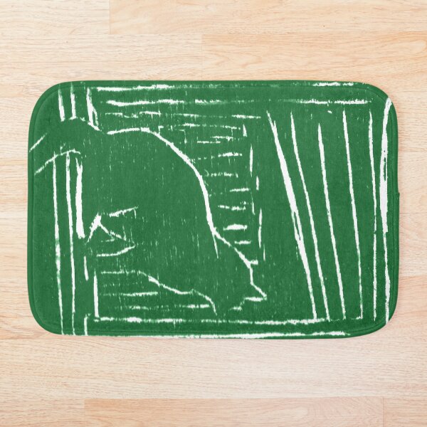 Item preview, Window Cat Woodprint (Green) designed and sold by Hokusai's Kitten.