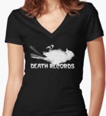 Death Records Label Women's Fitted V-Neck T-Shirt