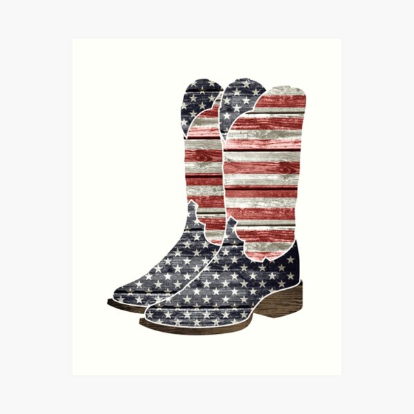 Patriotic Cowboy Boots Art Print