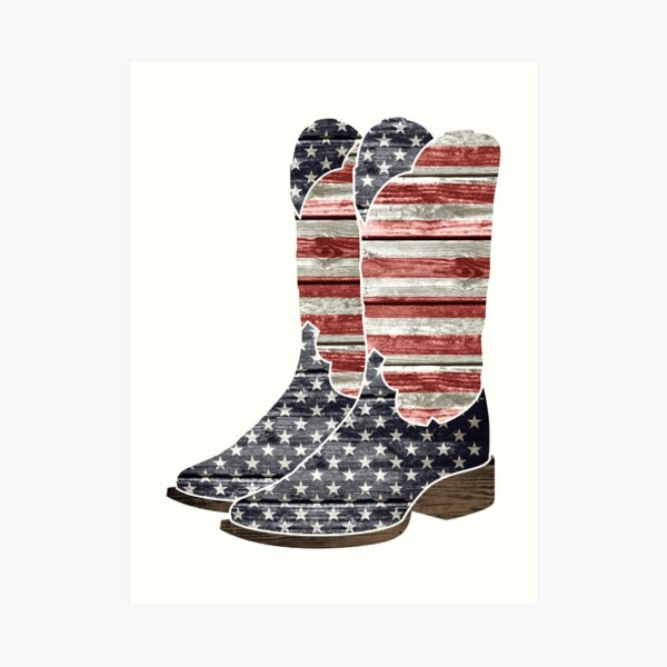 Patriotic Cowboy Boots Art Print