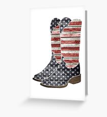 Patriotische Cowboystiefel Grußkarte