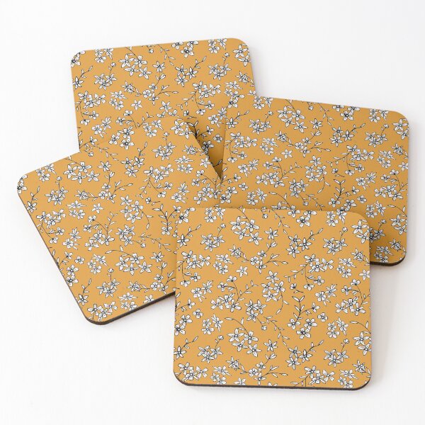 Item preview, Mustard Yellow & White Ditsy Floral designed and sold by StudioPosies.