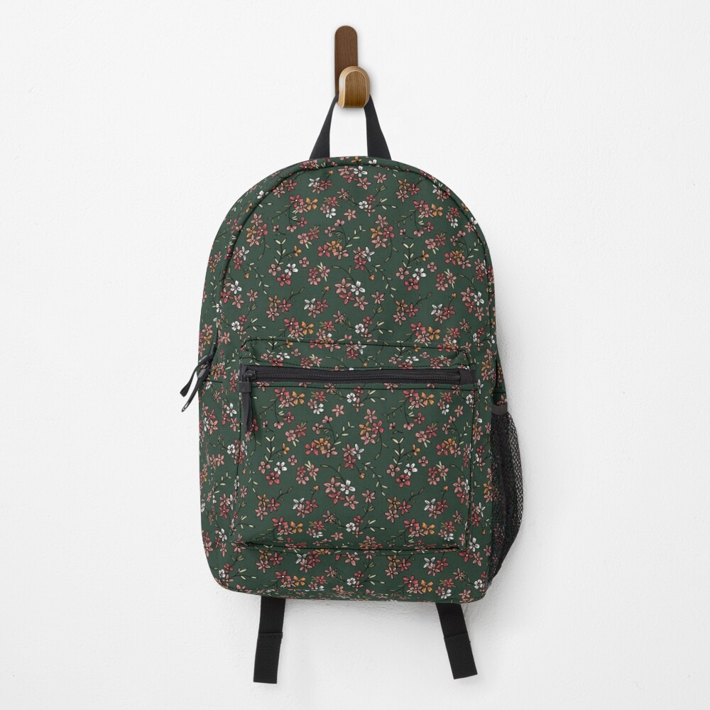Disover Green, Pink, & Orange Ditsy Floral Backpack