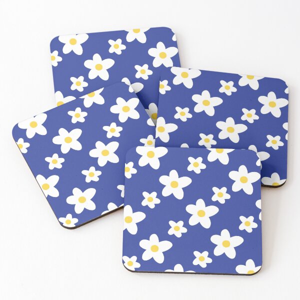 Item preview, White Daisy Flower Pattern on Navy Blue designed and sold by fabibar.