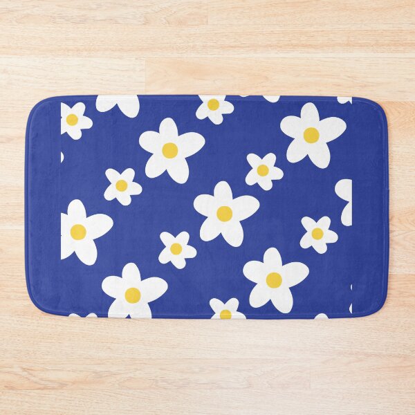 Item preview, White Daisy Flower Pattern on Navy Blue designed and sold by fabibar.