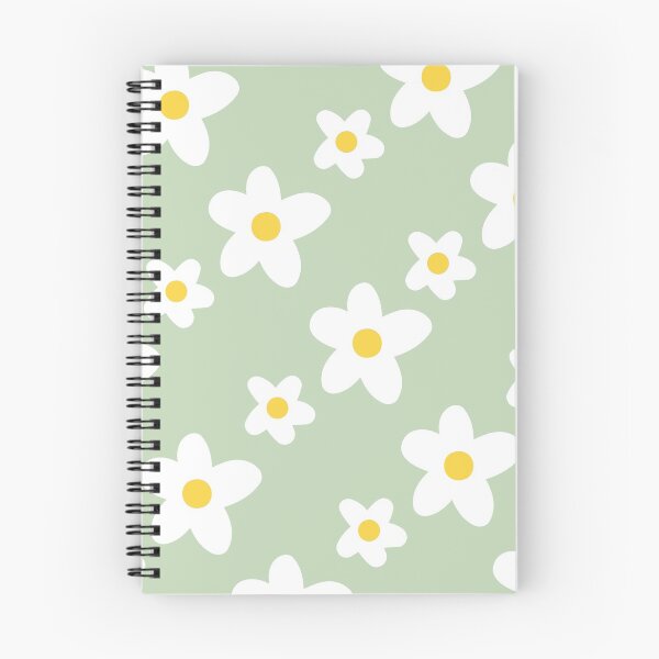Item preview, White Daisy Flower Pattern on Green Mint designed and sold by fabibar.