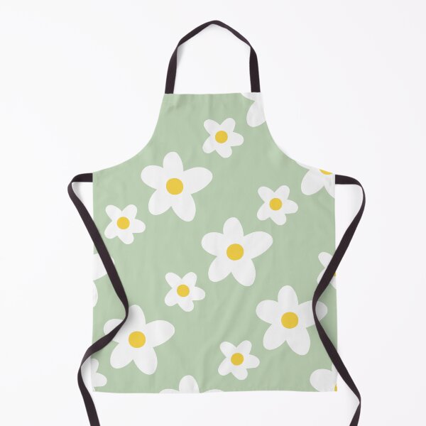 Item preview, White Daisy Flower Pattern on Green Mint designed and sold by fabibar.