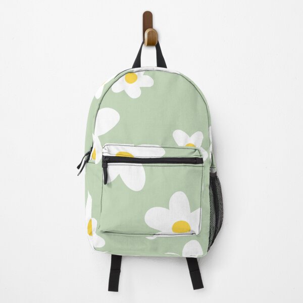 Item preview, White Daisy Flower Pattern on Green Mint designed and sold by fabibar.