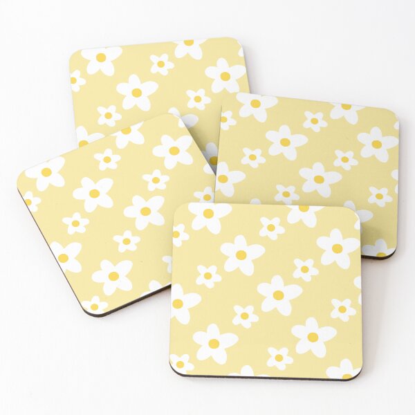 Item preview, White Daisy Flower Pattern on Baby Yellow designed and sold by fabibar.