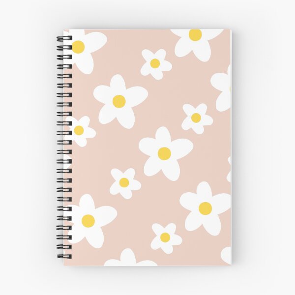 Item preview, White Daisy Flower Pattern on Salmon Pink designed and sold by fabibar.