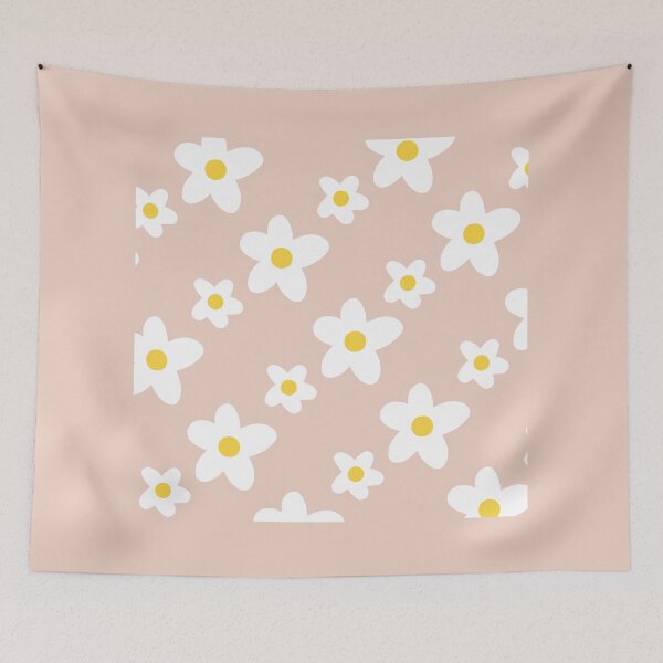 Item preview, White Daisy Flower Pattern on Salmon Pink designed and sold by fabibar.