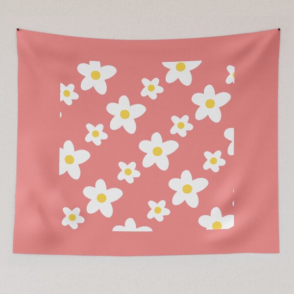 Item preview, White Daisy Flower Pattern on Pale Red designed and sold by fabibar.