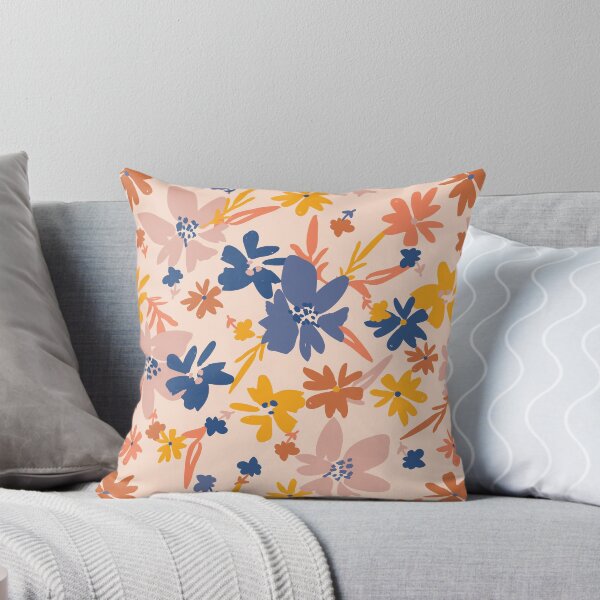 Item preview, Warm Floral Blue Orange Pink Pattern designed and sold by Dizzywonders.
