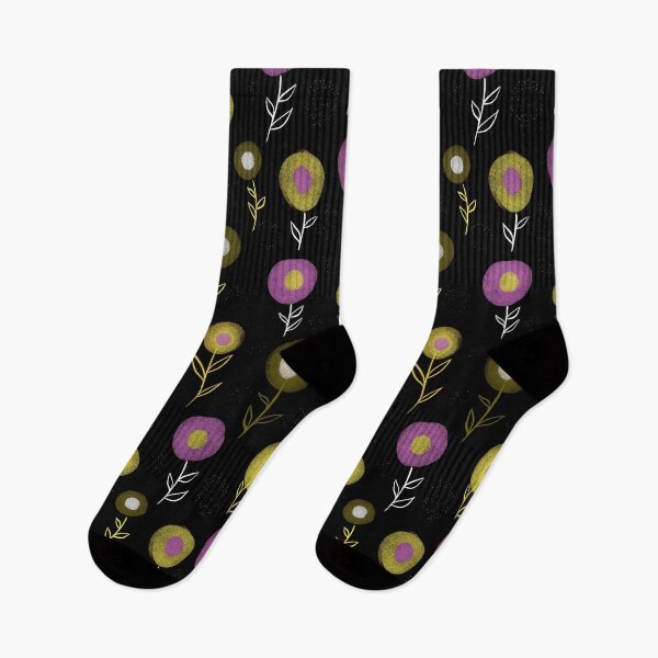 Item preview, Dark Floral Pattern - Pink Yellow Round Flowers  designed and sold by Boriana Giormova.