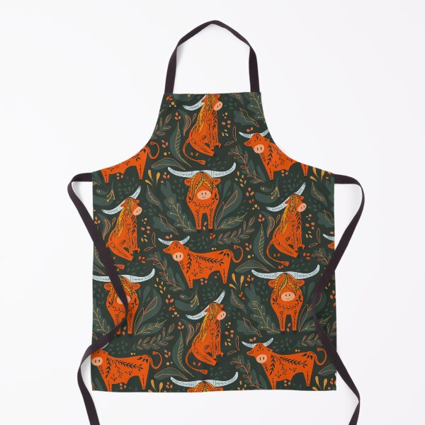 Item preview, Cute cartoon bulls and bison with folk pattern on green background designed and sold by Veleri.