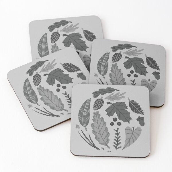 Item preview, Monochromatic Leaves and Pine Cones  designed and sold by narwhalwall.