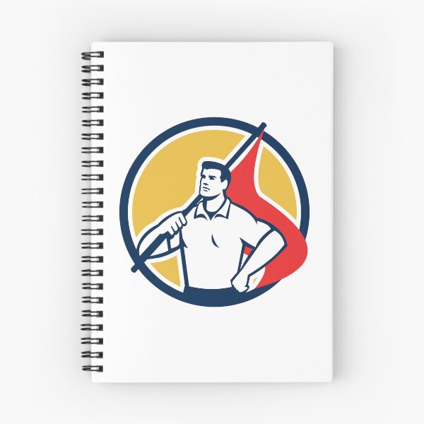 Item preview, Union Worker Holding Flag Circle Retro designed and sold by patrimonio.