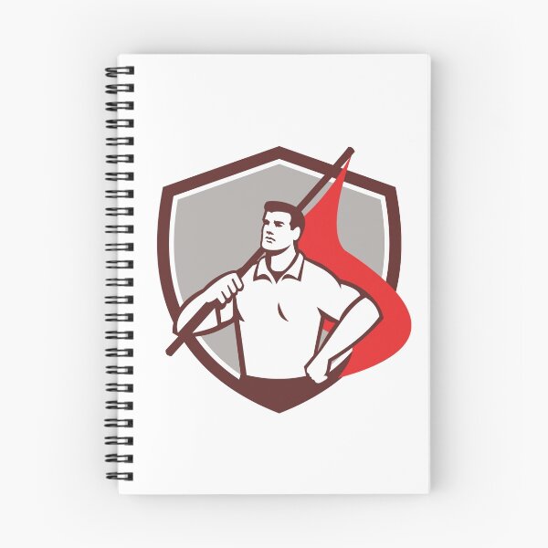 Item preview, Union Worker Holding Flag Crest Retro designed and sold by patrimonio.