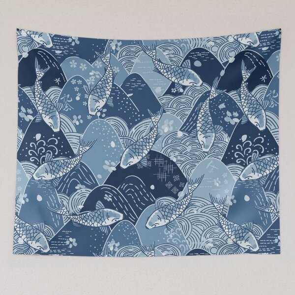 Item preview, Patrón de montaña koi japonés designed and sold by LittleNippon.