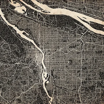 Artwork thumbnail, PORTLAND map Oregon Ink lines by InkMaps