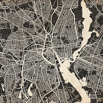 Artwork thumbnail, PROVIDENCE map Rhode Island Ink lines by InkMaps