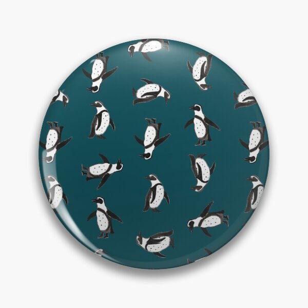 Item preview, Plenty of playful penguins monochrome pattern on twilight blue background designed and sold by PuddingPickles.