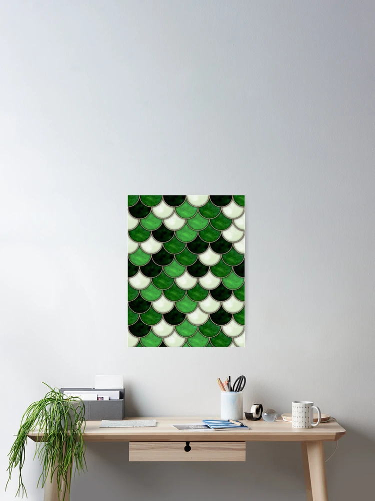 Thumbnail 2 of 3, Poster, Green Scale Tile Pattern designed and sold by DifferentCreate.