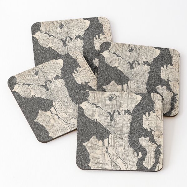 Item preview, SEATTLE map Washington Ink lines 2 designed and sold by InkMaps.