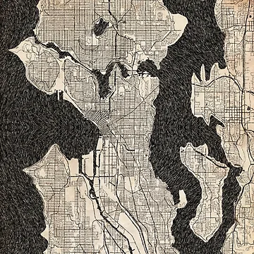 Aperçu de l'œuvre SEATTLE map Washington Ink lines 2 de InkMaps