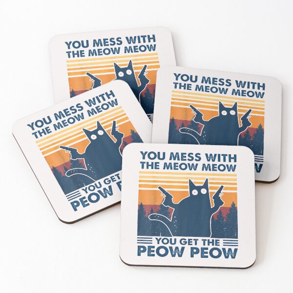 Item preview, You Mess With The Meow Meow You Get The Peow Peow Retro T-Shirt designed and sold by Lukifo-Caster.