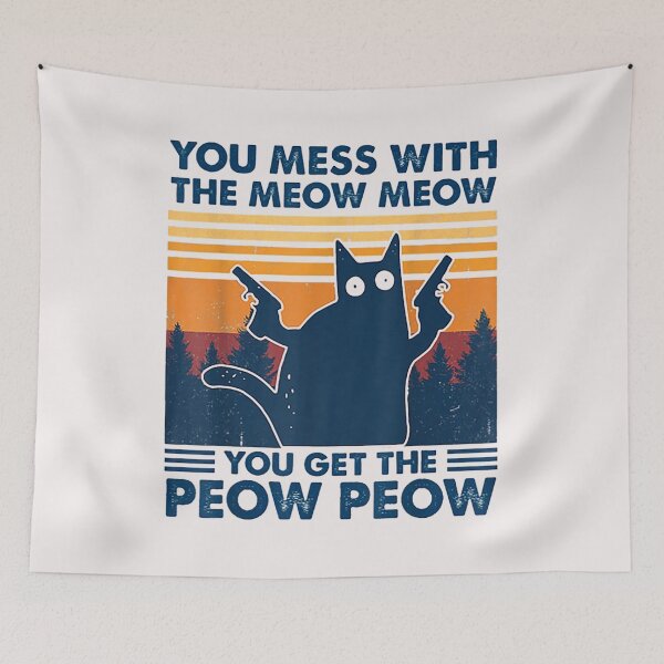 Item preview, You Mess With The Meow Meow You Get The Peow Peow Retro T-Shirt designed and sold by Lukifo-Caster.