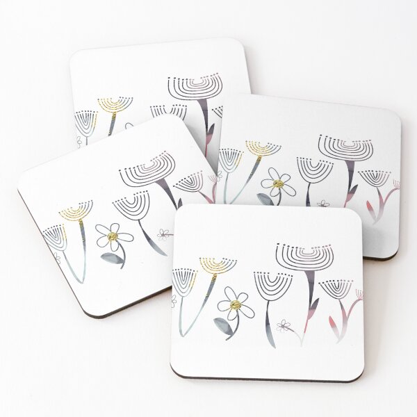 Item preview, Simple, abstract, artsy graphic pastel and gold drawn flowers floral sketch - Caroline Laursen Original designed and sold by Caroline Laursen.