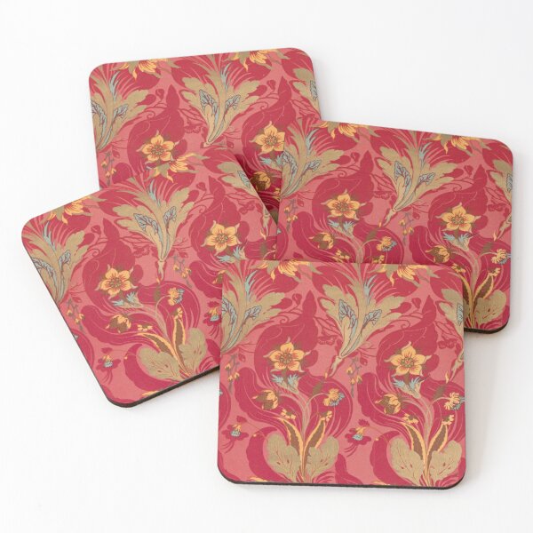Item preview, Golden and red floreal pattern designed and sold by OroboroCustom.