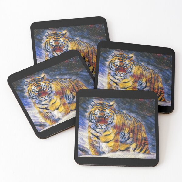 Item preview, Tiger in Snow Painting - Symbol of Strength and Power designed and sold by MakersKeystone.