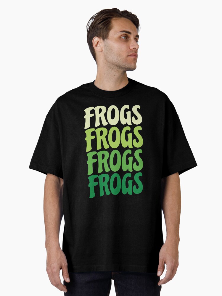 Thumbnail 1 of 7, Oversized T-Shirt, Repeating Frogs Text (Green) designed and sold by ElectricFangs.