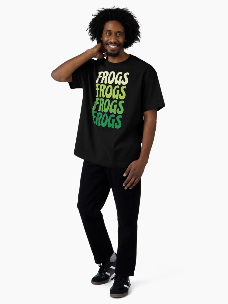 Thumbnail 4 of 7, Oversized T-Shirt, Repeating Frogs Text (Green) designed and sold by ElectricFangs.