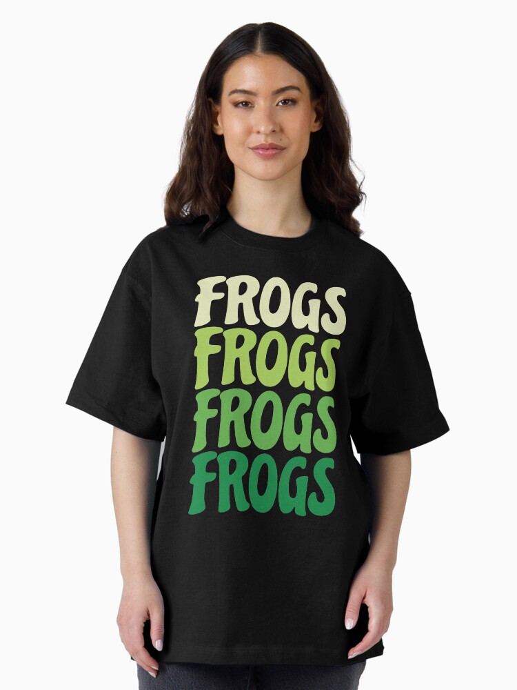 Thumbnail 2 of 7, Oversized T-Shirt, Repeating Frogs Text (Green) designed and sold by ElectricFangs.