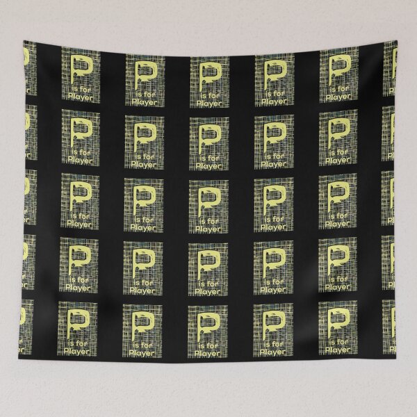 Item preview, P is for player yellow letter P on black and yellow grid designed and sold by AMSonArt.