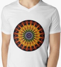Camiseta de cuello en V Chakra en la floración Mandala