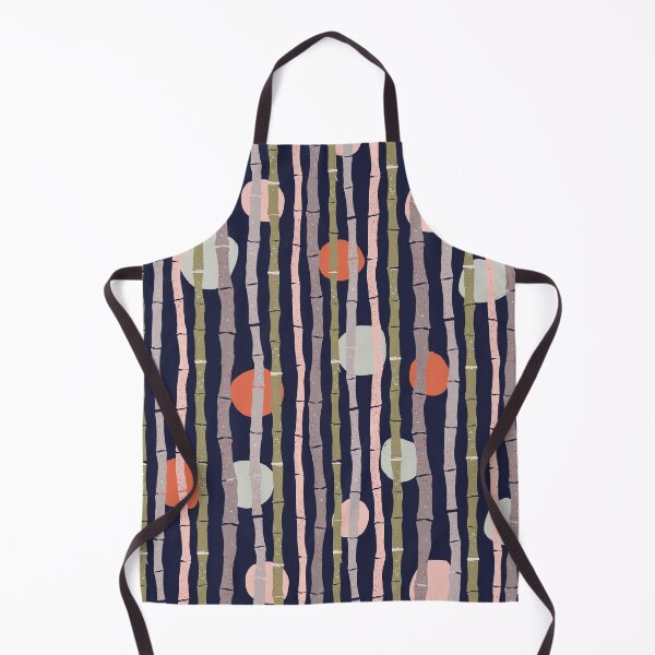 Item preview, Bamboo forest red orange pink green grey pattern on dark blue background designed and sold by shushunya13.