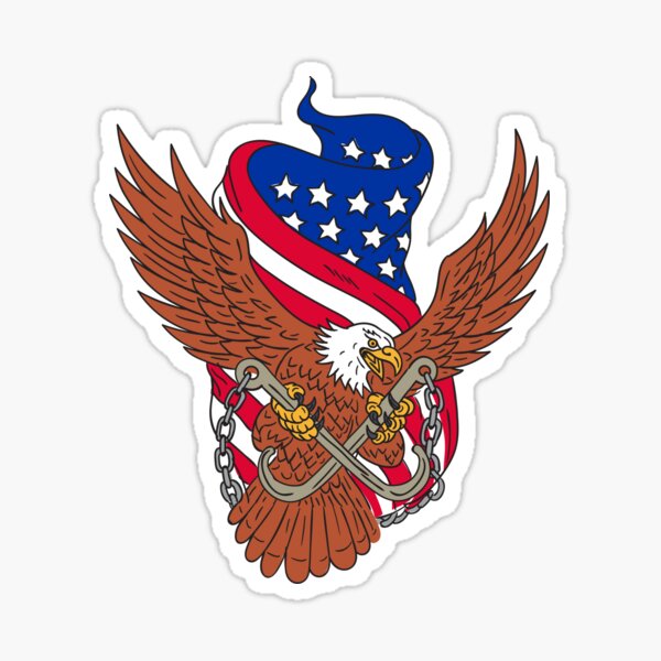 American Eagle Clutching Towing J Hook USA Flag, Vectors