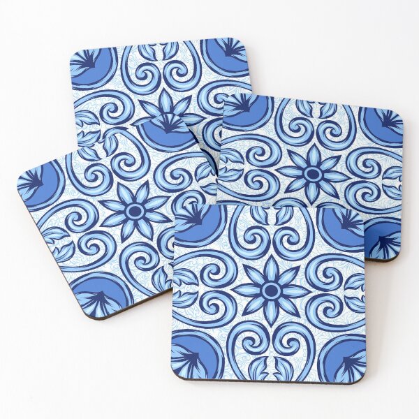 Item preview, victorian blue tile pattern designed and sold by nerobi.