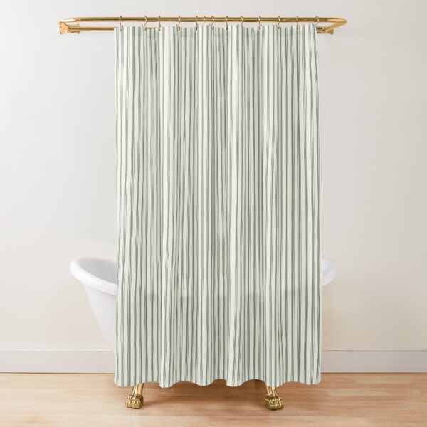 Item preview, Green and White Ticking stripe Fabric designed and sold by koovox.