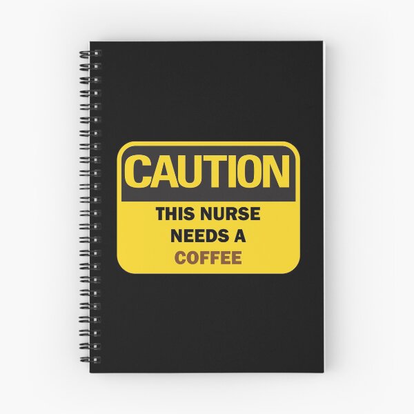 Item preview, Caution: This nurse needs a coffee funny warning sign with brown and black typography (dark mode) designed and sold by Deegital18.