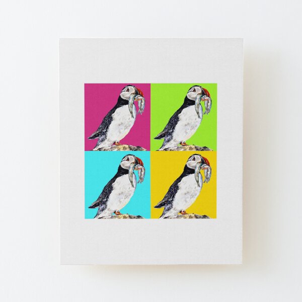 Colourful Puffins Wood Mounted Print