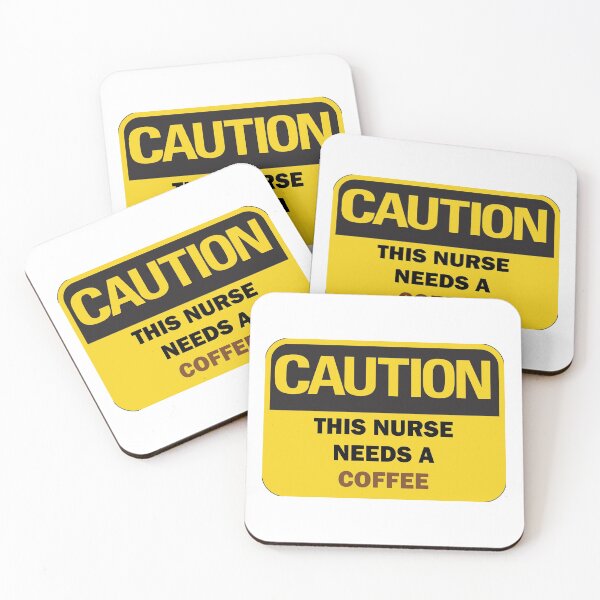 Item preview, Caution: This nurse needs a coffee funny warning sign with brown and black typography designed and sold by Deegital18.