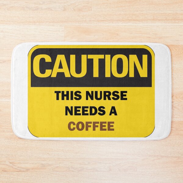 Item preview, Caution: This nurse needs a coffee funny warning sign with brown and black typography designed and sold by Deegital18.